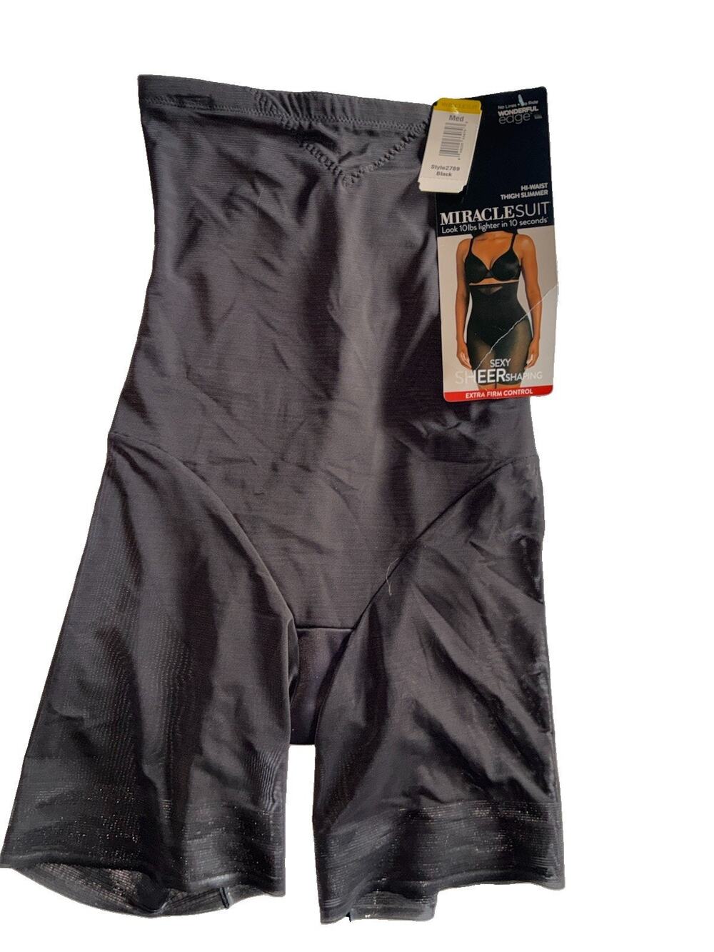 Miraclesuit Wonderful Edge Hi-Waist Thigh Slimmer Shapewear Black M Style 2789